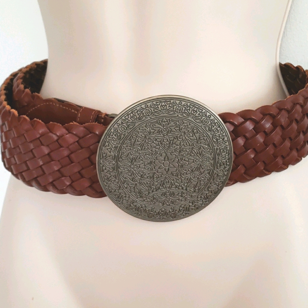 AEO Brown Woven Leather Belt Size S/M
